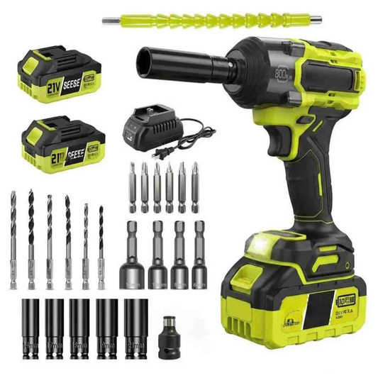 Cordless Impact Wrench 590 FT-LBS — Changes a Tire in Under Two Minutes, 2 Batteries included.