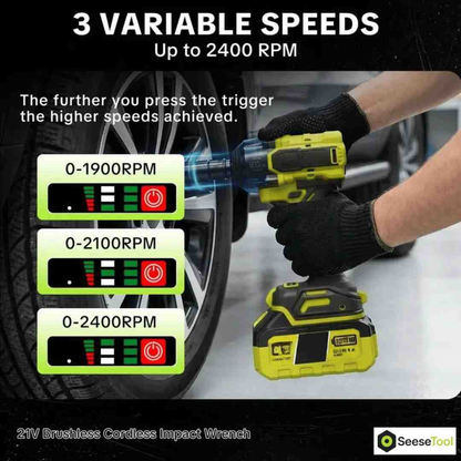 Cordless Impact Wrench 590 FT-LBS — Changes a Tire in Under Two Minutes, 2 Batteries included.