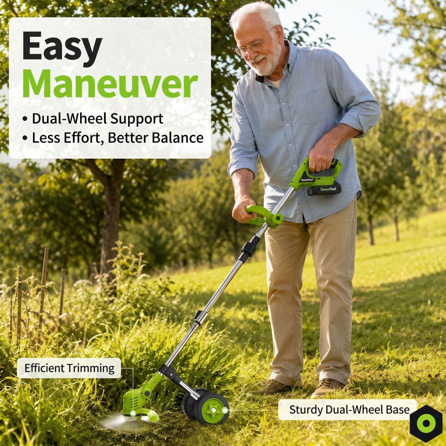 2-in-1 Cordless Grass Trimmer & Edger – Adjustable Height, Dual Safety Switch