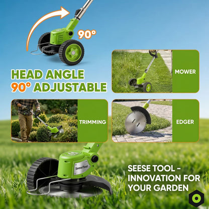 2-in-1 Cordless Grass Trimmer & Edger – Adjustable Height, Dual Safety Switch