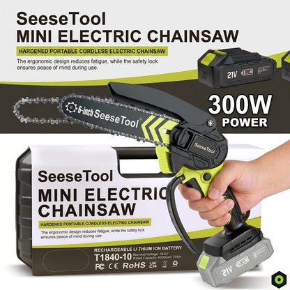 Cordless Mini Chainsaw – 6-Inch, Brushless Motor, Full Battery Bundle