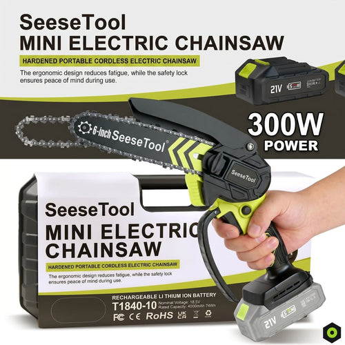 Cordless Mini Chainsaw – 6-Inch, Brushless Motor, Full Battery Bundle
