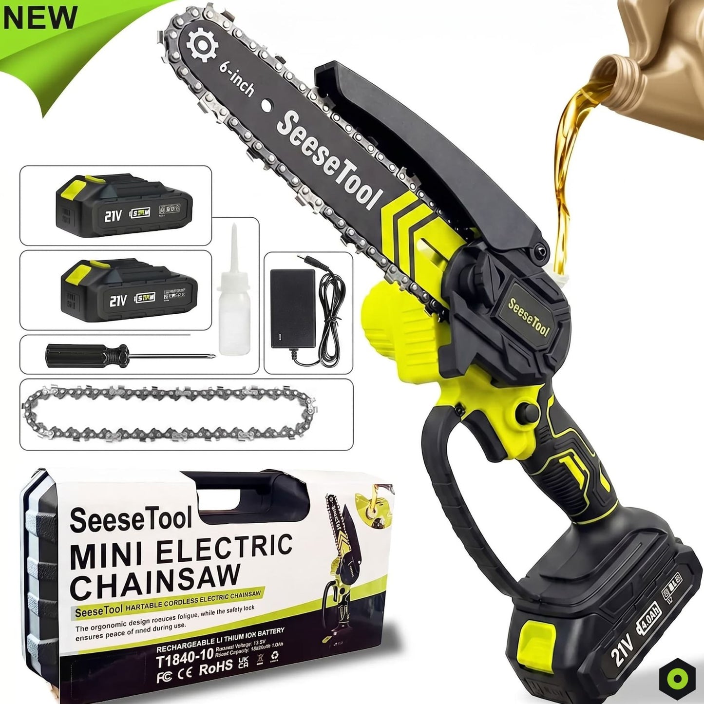 Cordless Mini Chainsaw – 6-Inch, Brushless Motor, Full Battery Bundle