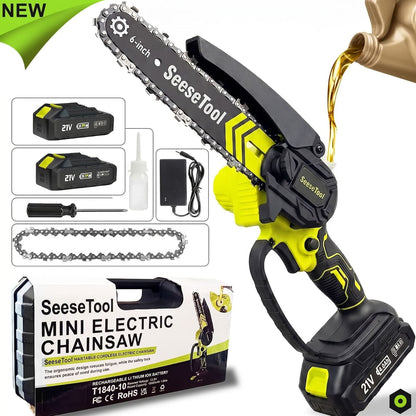 Cordless Mini Chainsaw – 6-Inch, Brushless Motor, Full Battery Bundle