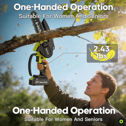 Cordless Mini Chainsaw – 6-Inch, Brushless Motor, Full Battery Bundle