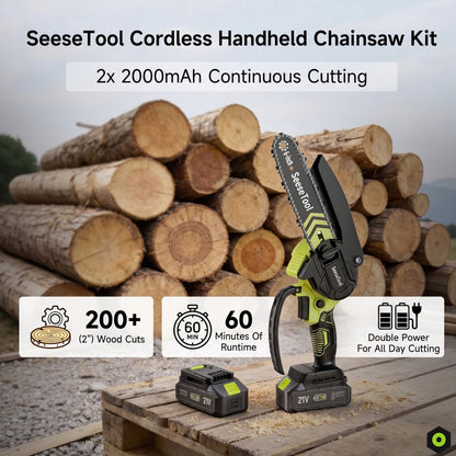 Cordless Mini Chainsaw – 6-Inch, Brushless Motor, Full Battery Bundle